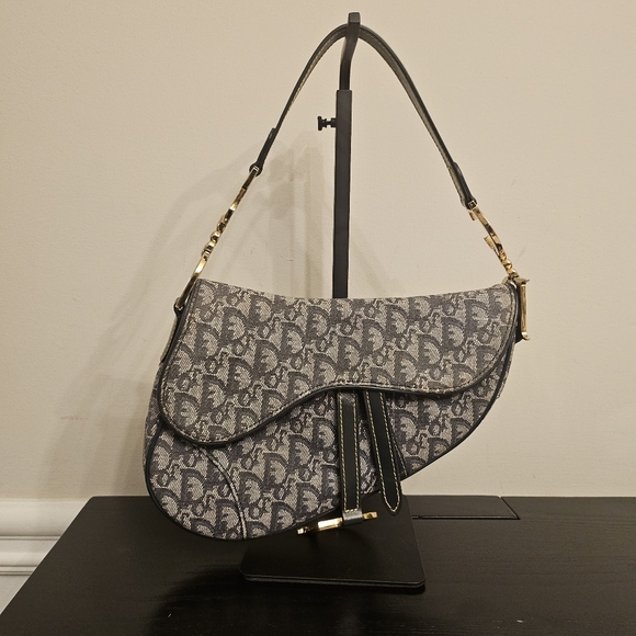 Vintage Dior Saddle Bag John Galliano Era Oblique Canvas - Picture 13 of 16